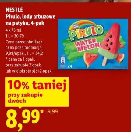 Lody Pirulo arbuzowe na patyku Nestlé 4-pak