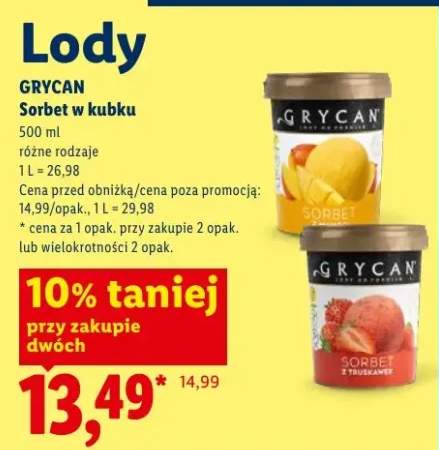 Lody Sorbet w kubku Grycan