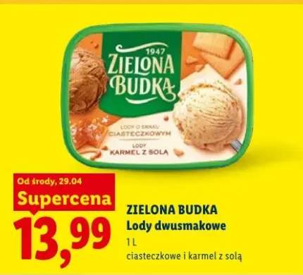 Lody dwusmakowe ciasteczkowe i karmel z solą Zielona Budka
