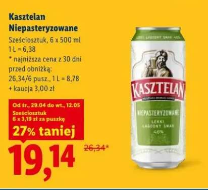 Piwo Kasztelan Niepasteryzowane sześciosztuk