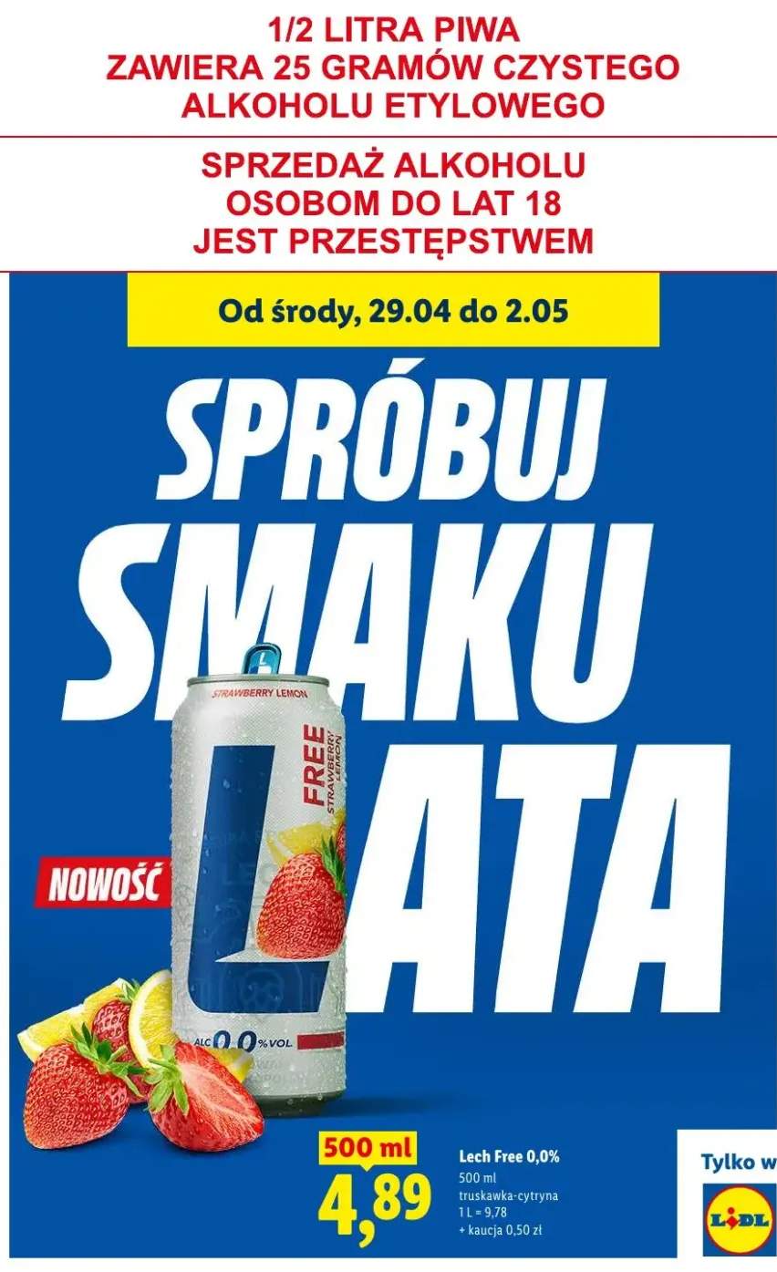 Piwo bezalkoholowe Lech Free 0,0% truskawka-cytryna