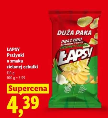 Prażynki Łapsy o smaku zielonej cebulki duża paka