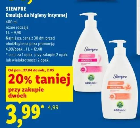 Emulsja do higieny intymnej Siempre