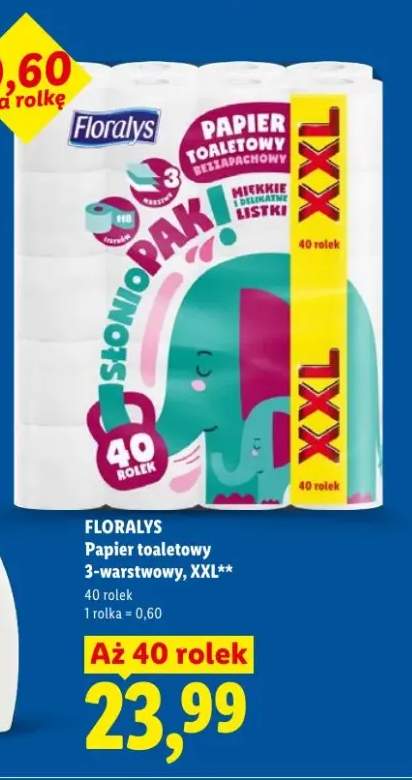 Papier toaletowy bezzapachowy 3-warstwowy XXL Floralys