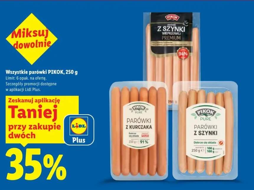 Parówki z szynki Pikok Pure