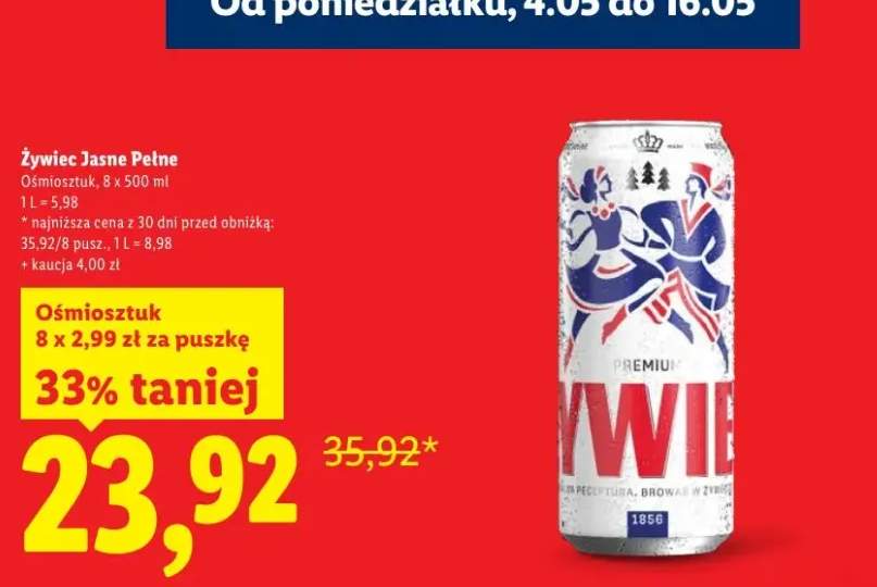 Piwo Żywiec Jasne Pełne ośmiosztuk