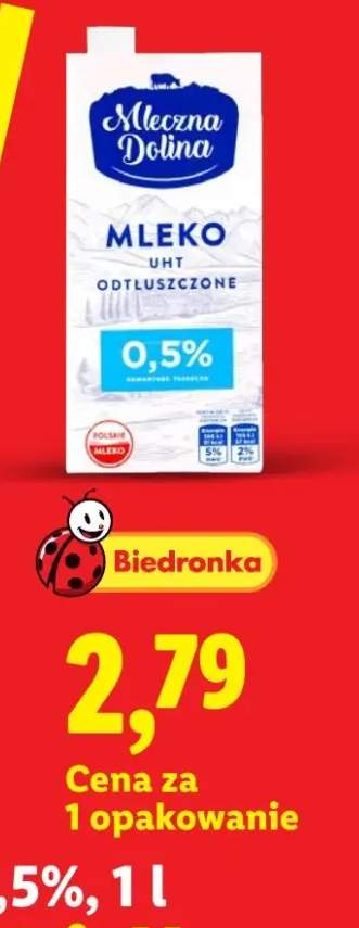 Mleko UHT odtłuszczone Mleczna Dolina 0,5%