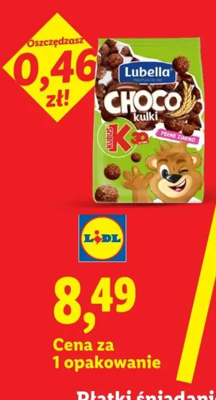 Płatki śniadaniowe Choco Kulki Lubella Kubuś