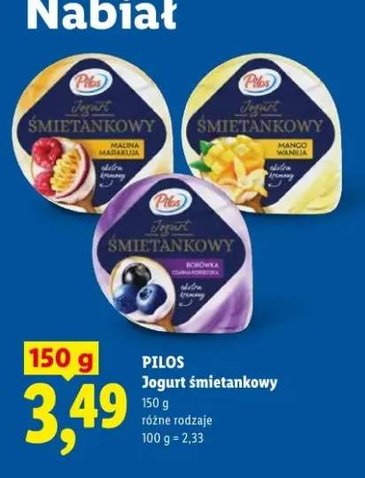 Jogurt śmietankowy Pilos borówka czarna porzeczka