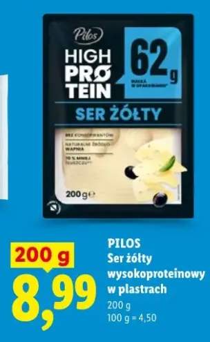 Ser żółty wysokoproteinowy w plastrach Pilos High Protein