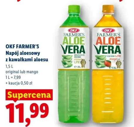 Napój aloesowy z kawałkami aloesu mango OKF Farmer's