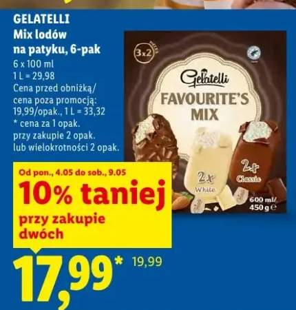 Mix lodów na patyku Gelatelli Favourite's Mix 6-pak