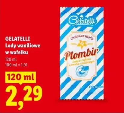 Lody waniliowe w wafelku Gelatelli Plombir