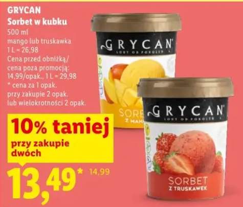 Sorbet w kubku truskawka Grycan