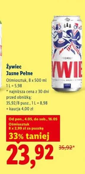 Piwo Żywiec Jasne Pełne ośmiosztuk