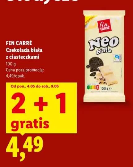 Czekolada biała z ciasteczkami Fin Carré Neo biała