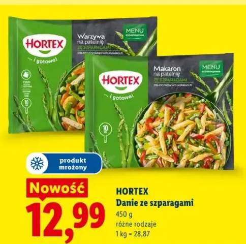 Danie ze szparagami makaron na patelnię Hortex