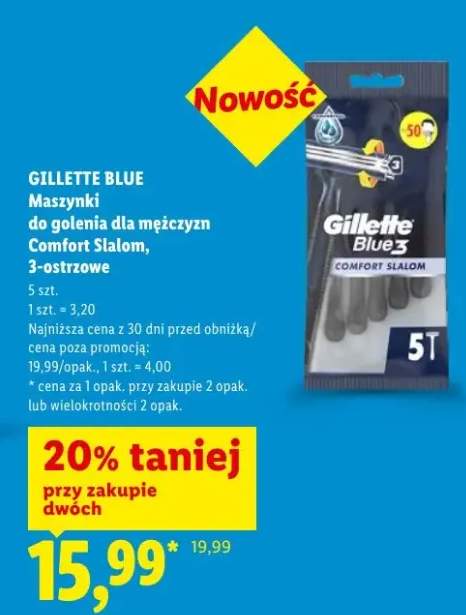 Maszynki do golenia dla mężczyzn Comfort Slalom 3-ostrzowe Gillette Blue
