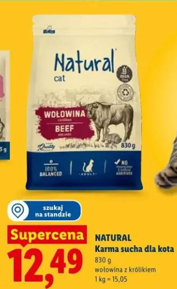 Karma sucha dla kota Natural cat wołowina z królikiem