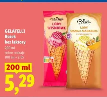 Rożek Gelatelli bez laktozy wiśniowy