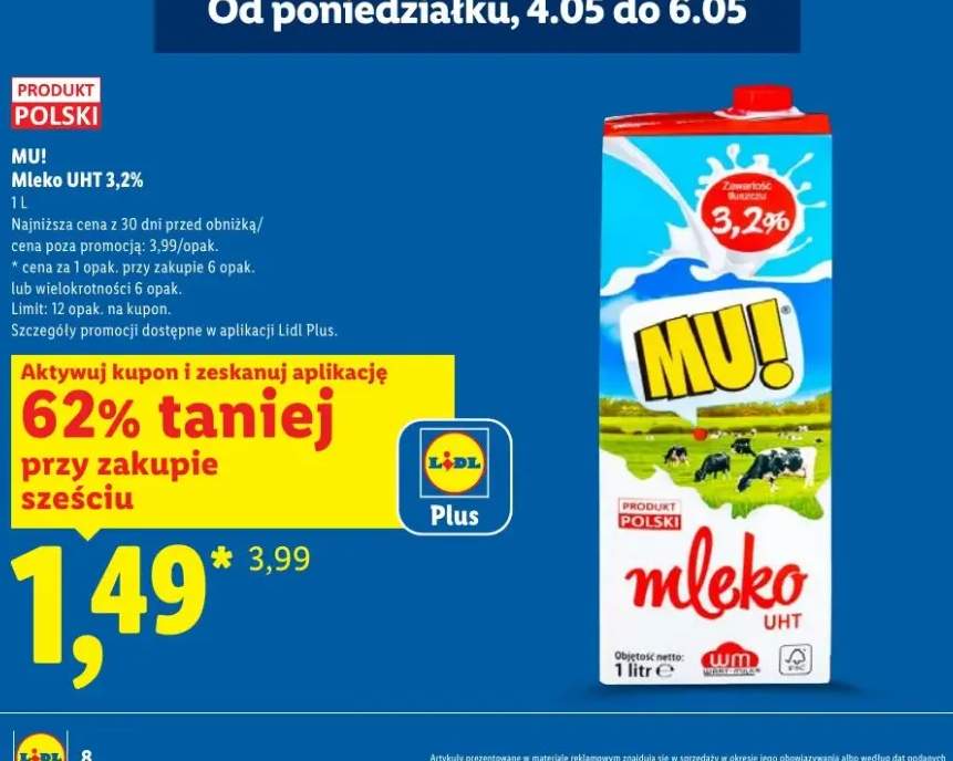 Mleko UHT 3,2% MU!
