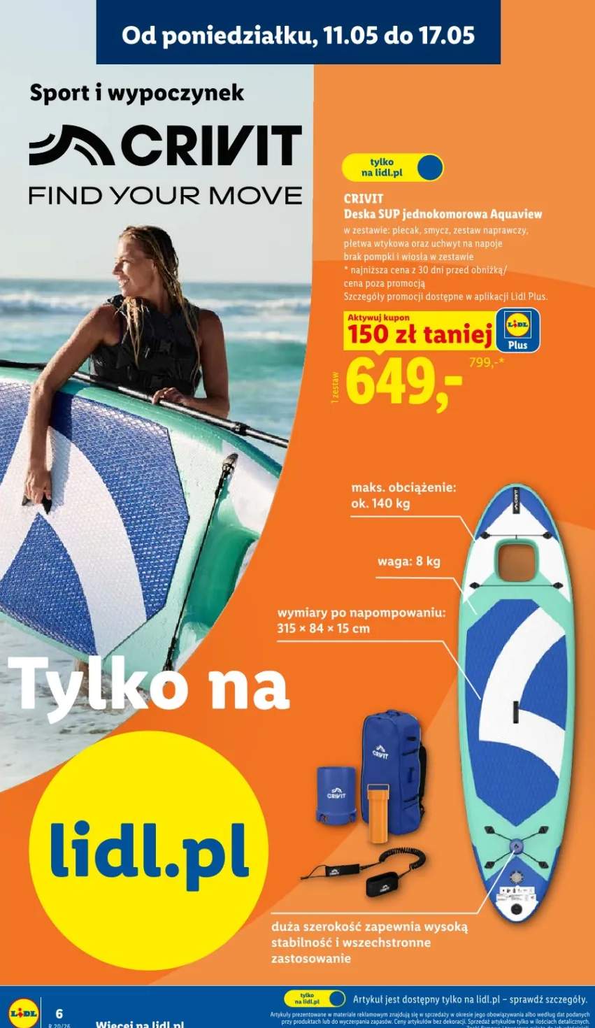 Deska SUP jednokomorowa Aquaview Crivit