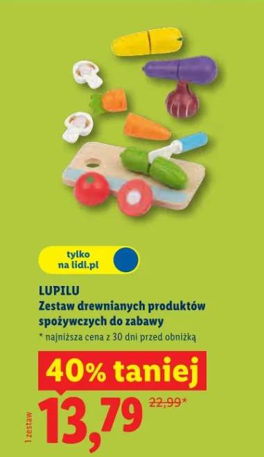Zestaw drewnianych produktów spożywczych do zabawy Lupilu