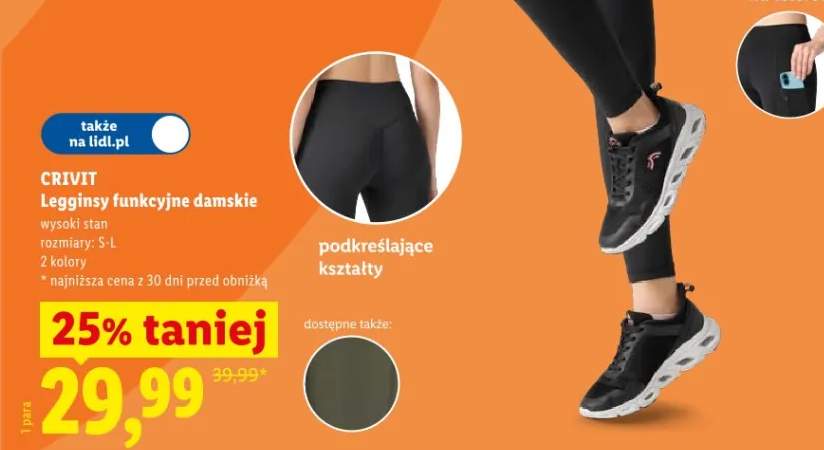 Legginsy funkcyjne damskie Crivit wysoki stan