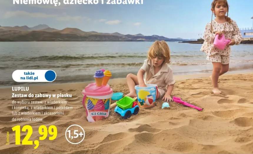 Zestaw do zabawy w piasku z wiaderkiem i akcesoriami do robienia lodów Lupilu