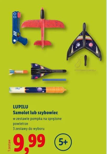 Samolot lub szybowiec Lupilu w zestawie pompka na sprężone powietrze 3 zestawy do wyboru