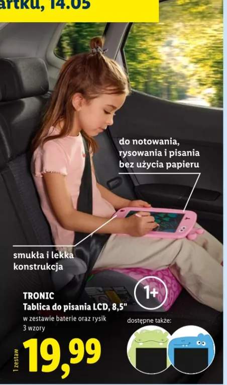 Tablica do pisania LCD 8,5" Tronic w zestawie baterie oraz rysik 3 wzory