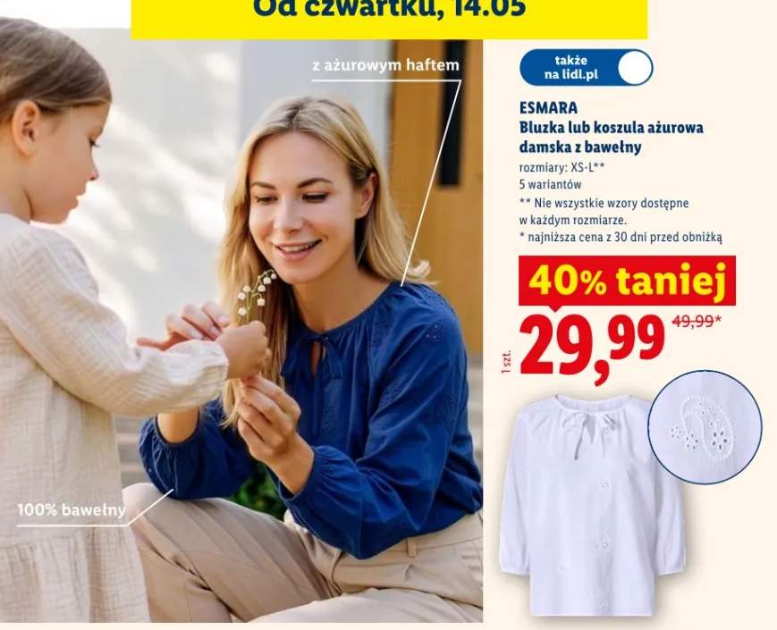 Koszula ażurowa damska z bawełny Esmara