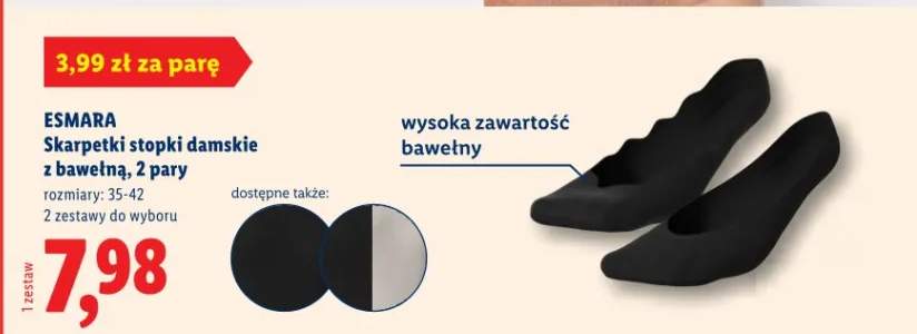 Skarpetki stopki damskie z bawełną Esmara 2 pary rozmiary 35-42 2 zestawy do wyboru