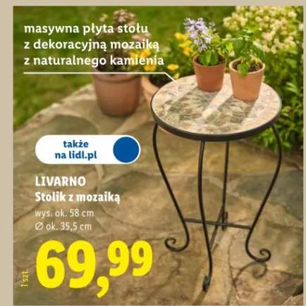 Stolik z mozaiką Livarno wys. ok. 58cm średnica ok. 35,5cm