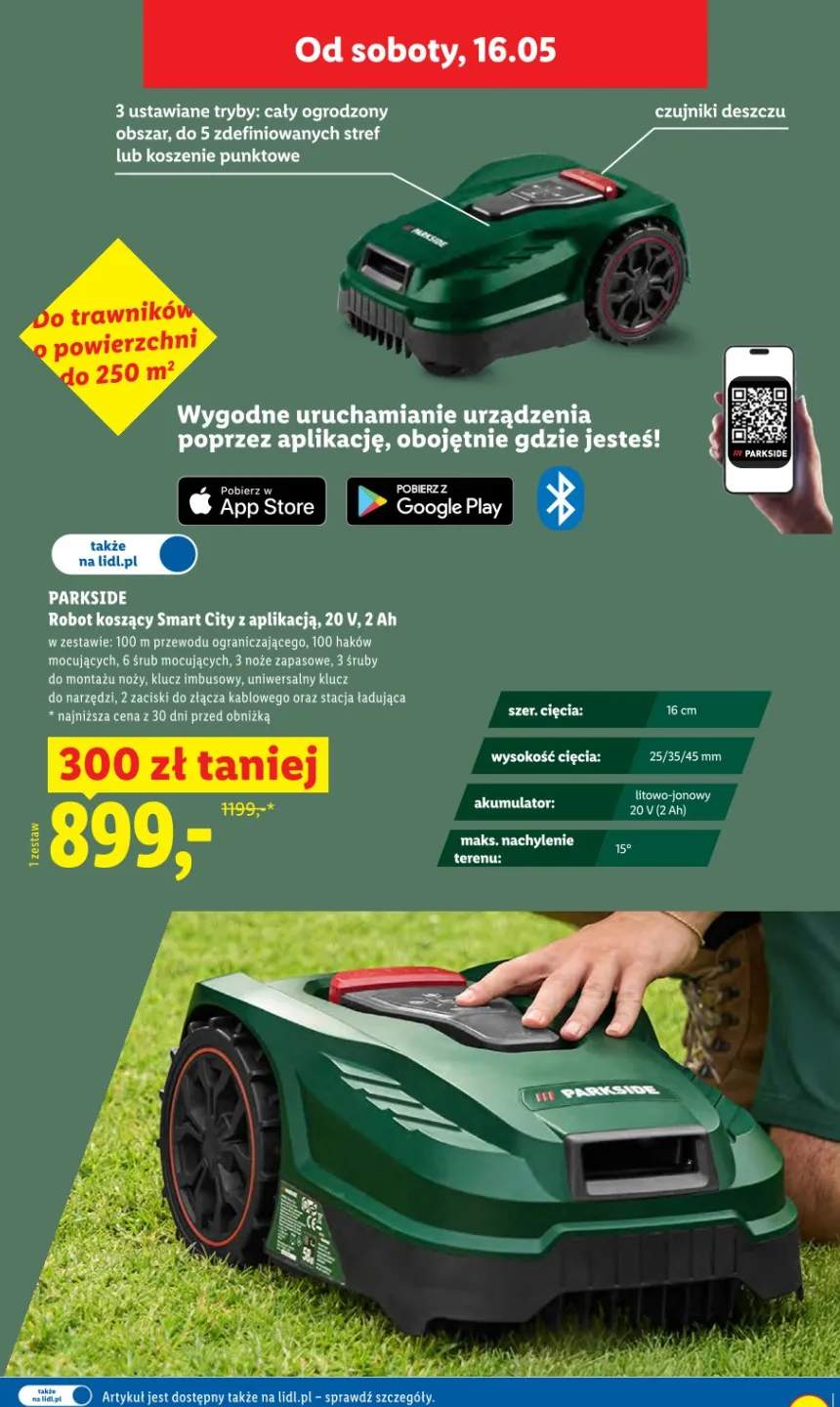 Robot koszący Smart City z aplikacją Parkside 20V 2Ah