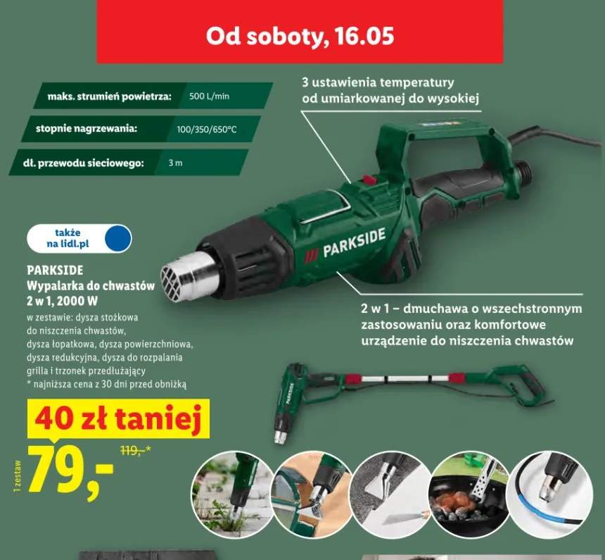 Wypalarka do chwastów Parkside 2 w 1 2000W