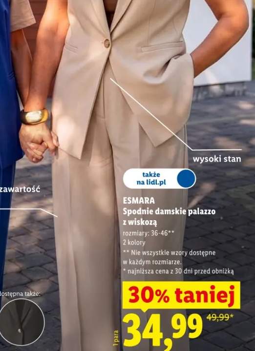 Spodnie damskie palazzo z wiskozą Esmara rozmiary 36-46 2 kolory wysoki stan