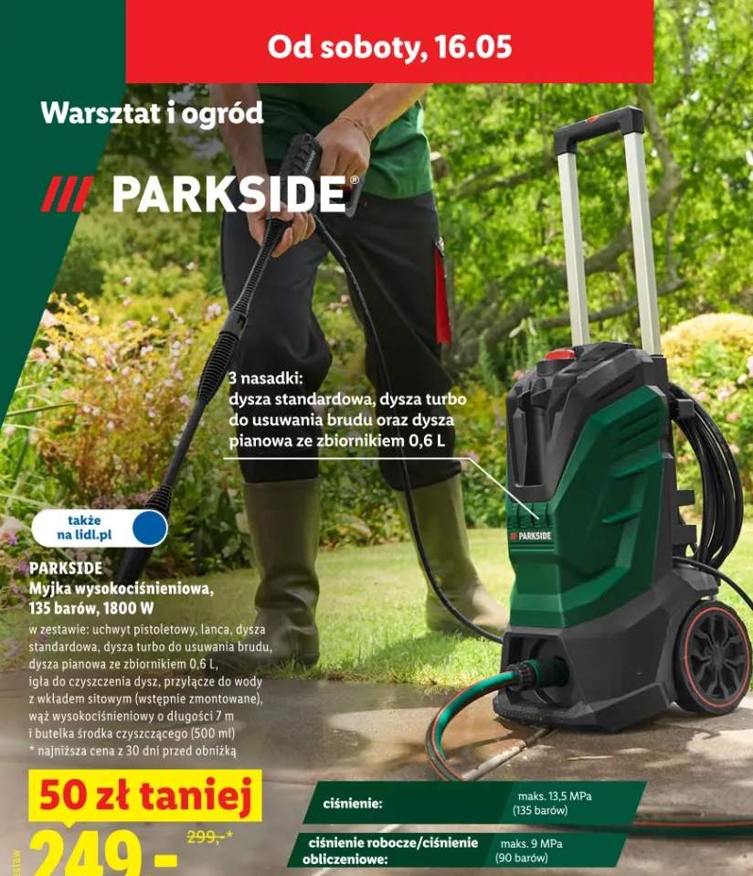 Myjka wysokociśnieniowa Parkside 135 barów 1800W