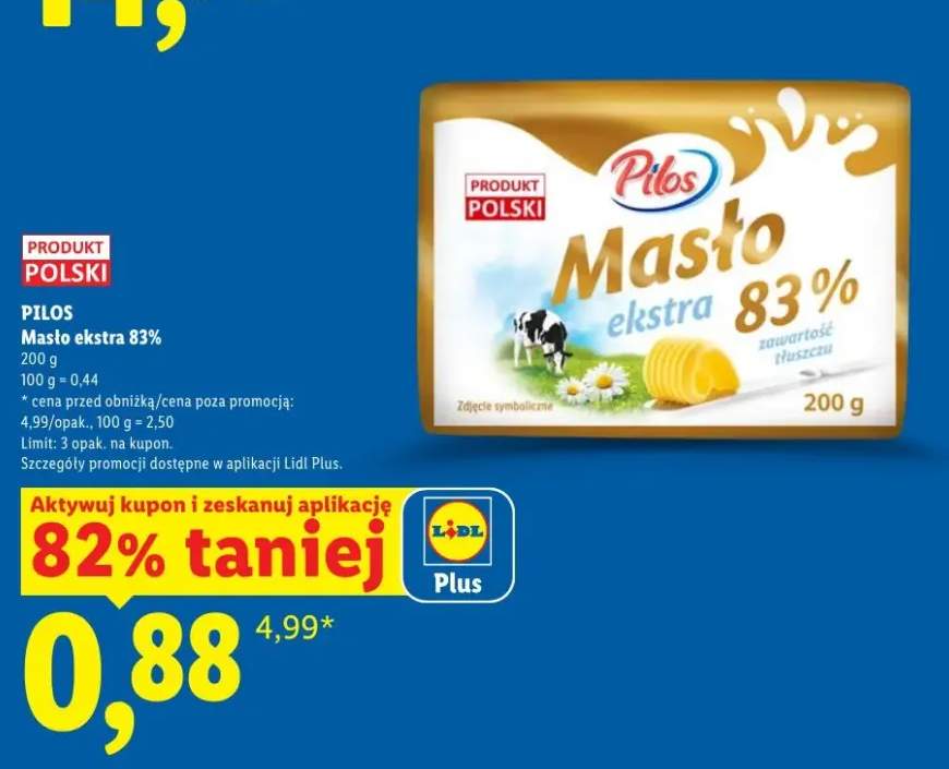 Masło ekstra 83% Pilos