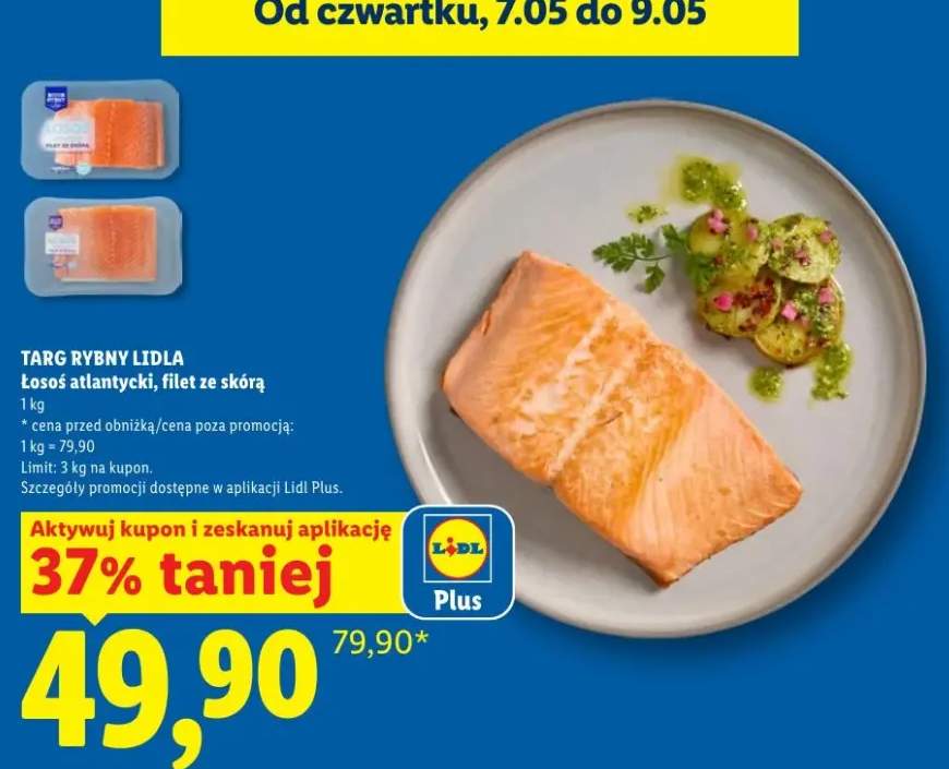 Łosoś atlantycki filet ze skórą Targ Rybny Lidla