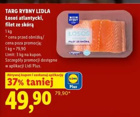 Łosoś atlantycki filet ze skórą Targ Rybny Lidla