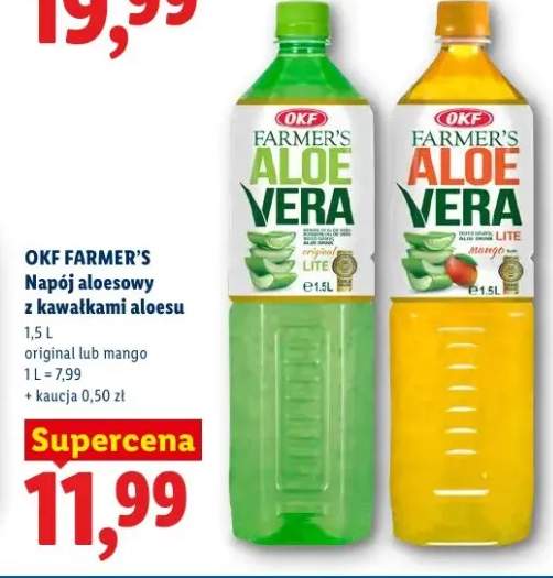 Napój aloesowy z kawałkami aloesu mango OKF Farmer's