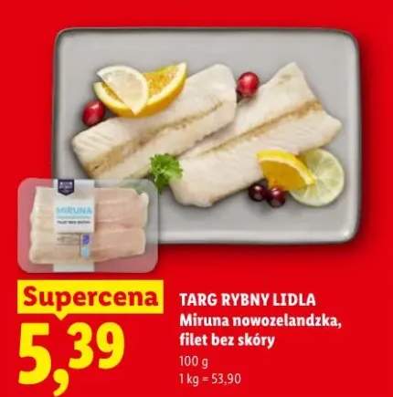 Miruna nowozelandzka filet bez skóry Targ Rybny Lidla