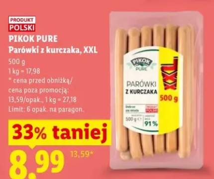 Parówki z kurczaka XXL Pikok Pure
