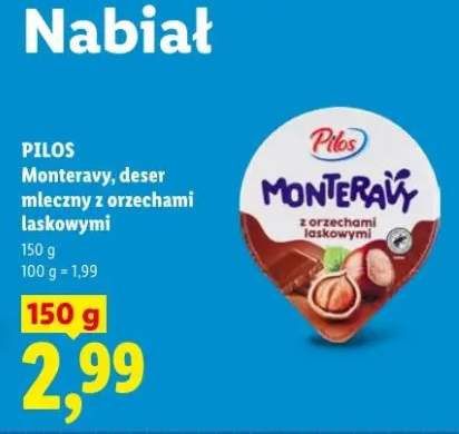 Deser mleczny z orzechami laskowymi Monteravy Pilos