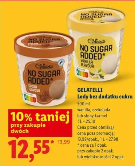 Lody bez dodatku cukru czekolada Gelatelli