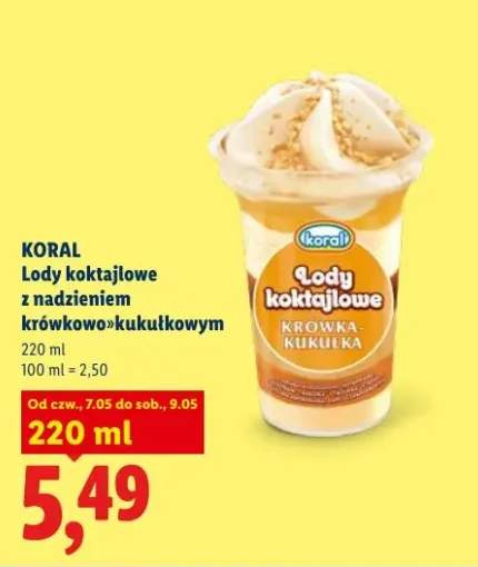 Lody koktajlowe z nadzieniem krówkowo-kukułkowym Koral
