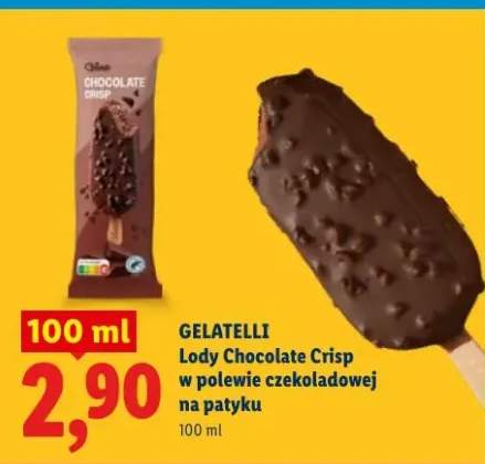 Lody Chocolate Crisp w polewie czekoladowej na patyku Gelatelli