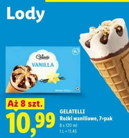Lody Rożki waniliowe Gelatelli 7-pak