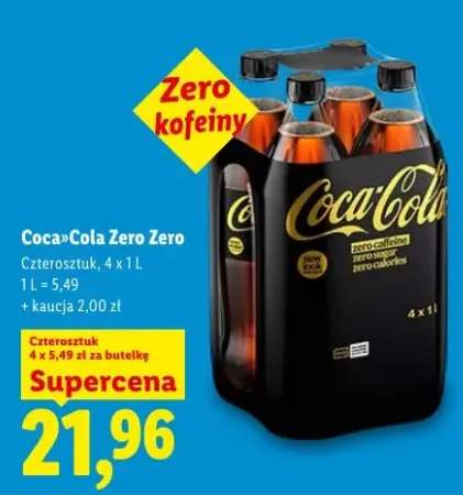 Napój gazowany Coca-Cola Zero Zero czterosztukt 4x1l